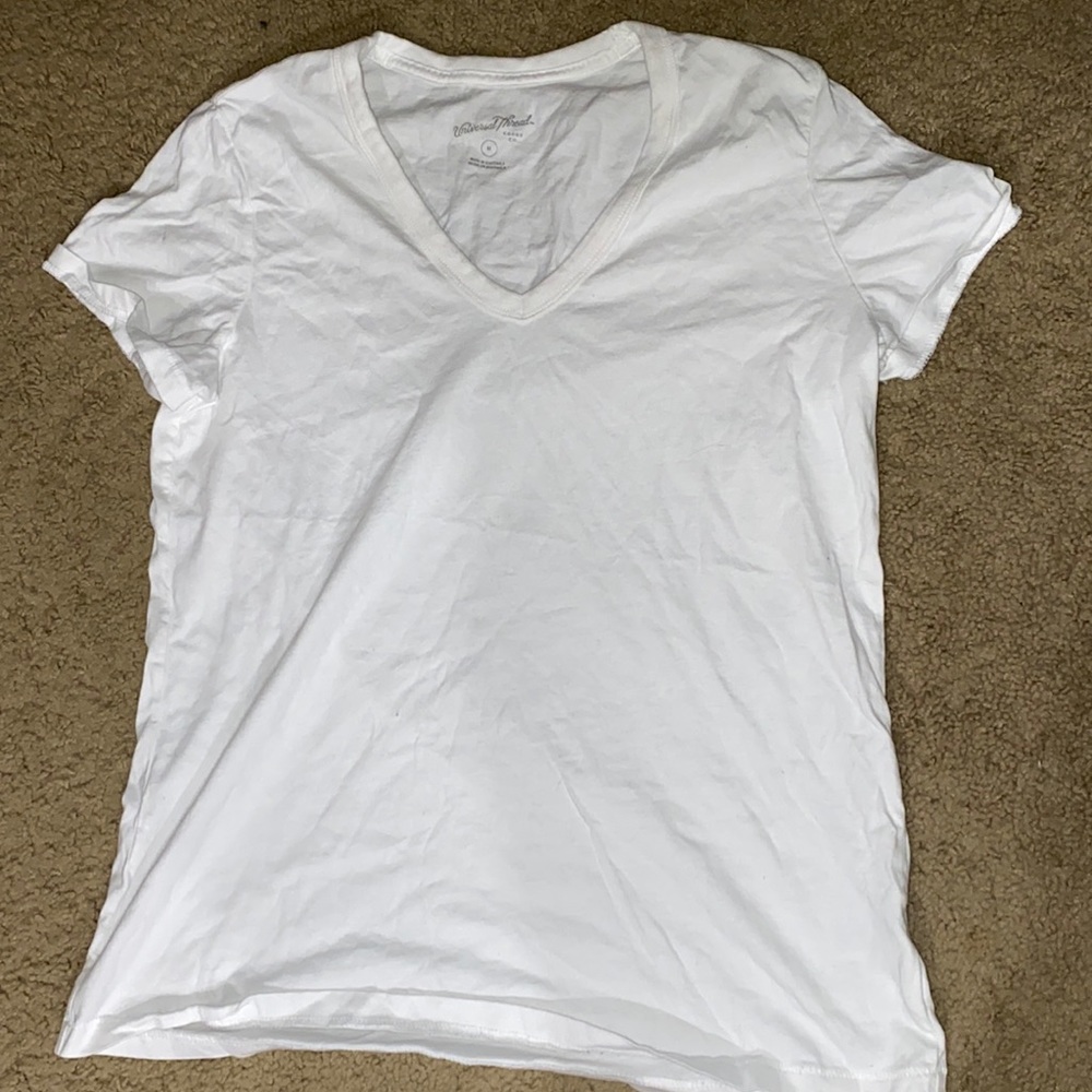 White V-Neck T-Shirt Size Medium
